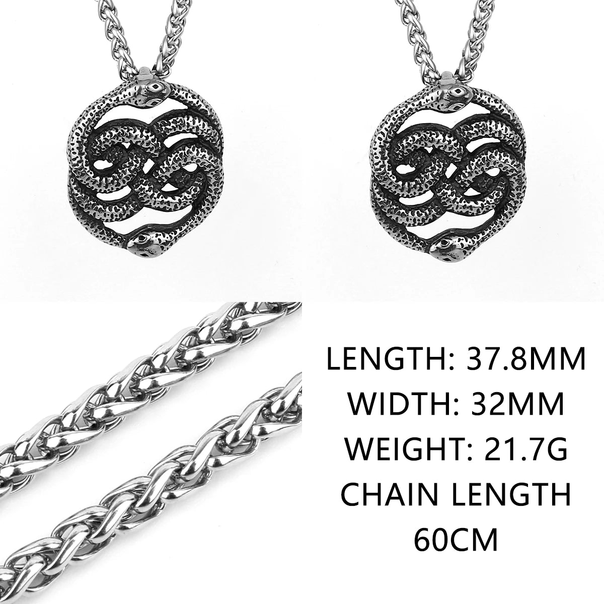 Never Ending Story Double Snake Necklace — Stainless Steel