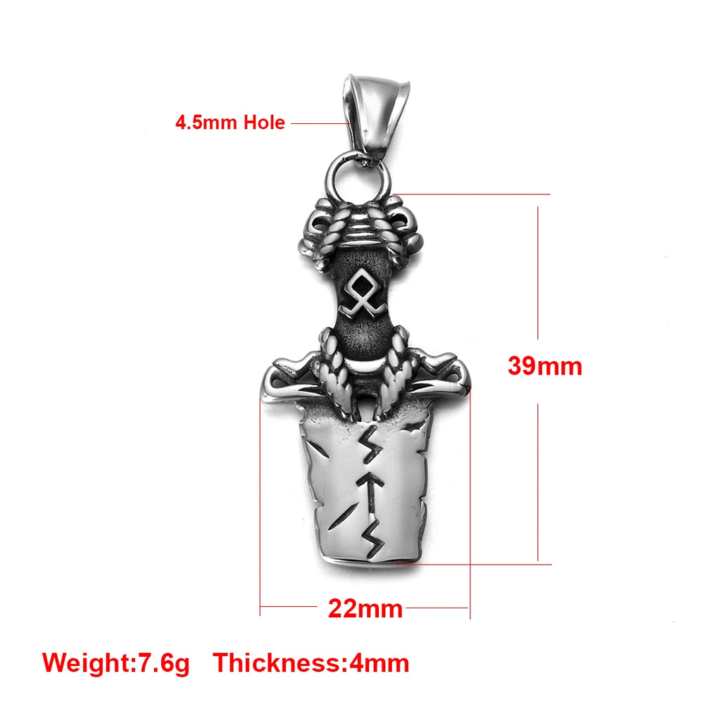 Norse Viking Rune Round Pendant Necklace — Stainless Steel