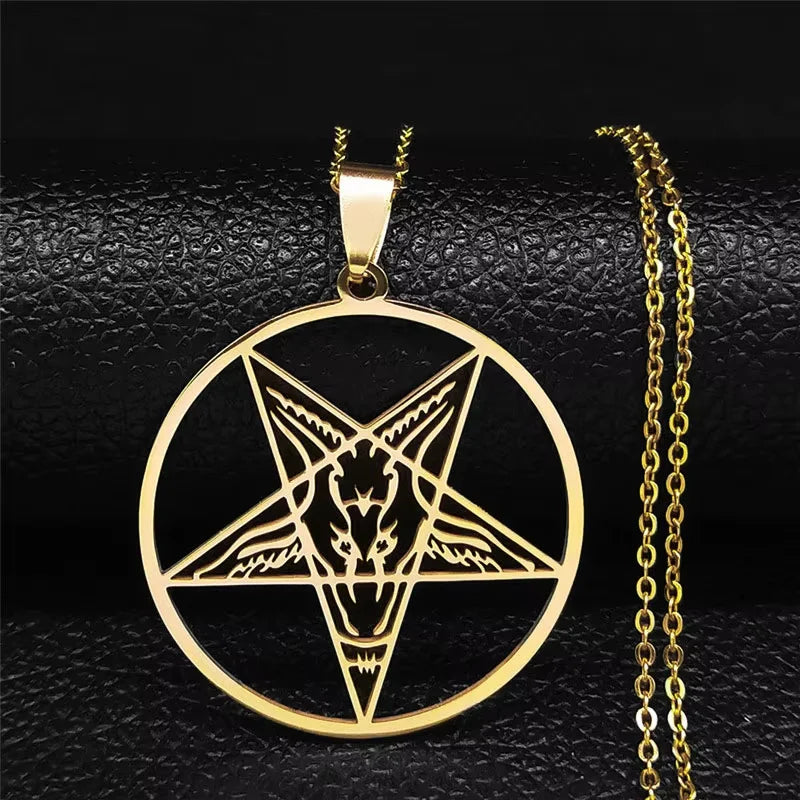 Skull Star Silver Pendant Necklace — Stainless Steel