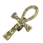 Vintage Carved Egyptian Scriptures Big Ankh Cross Finger Ring For Women Men Gothic Open Crosses Amulet Band Jewelry