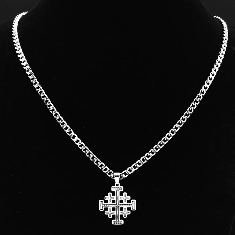 Jerusalem Cross Pendant — Stainless Steel