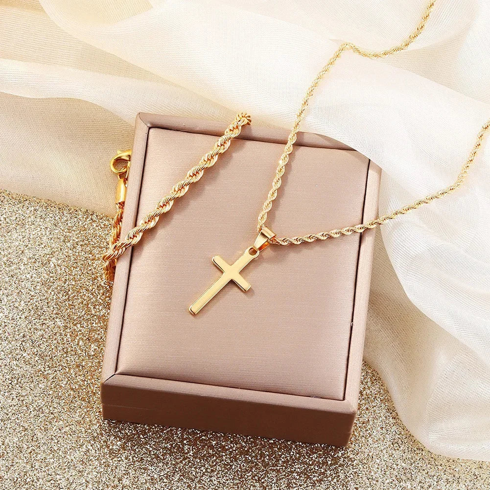 3pcs Stainless Steel Suit Jewelry Set For Men, Hip-hop Cross Pendent Necklace, Bracelet And Ring Set