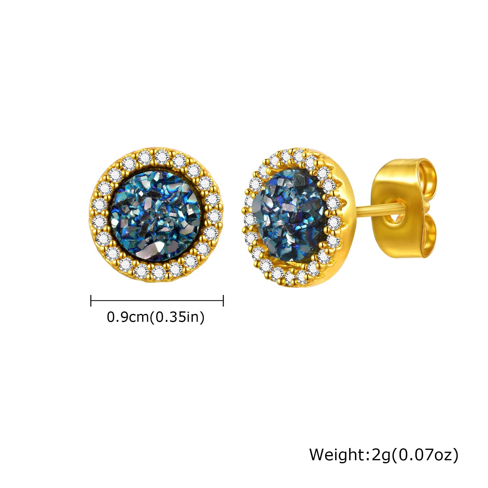 Zircon Stud Earrings — Stainless Steel