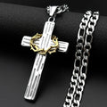 Crown of Thorns Jesus Cross Pendant — Two-Tone