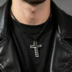 HNSP Stainless Steel Splice Bible Cross Pendant Necklace For Men Religion Christian Jewelry Accessories
