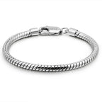 Smooth 3MM 4MM Round Snake Chain Bracelet 100% 925 Sterling Silver Men Women Teen Boy Girls  6.3"- 9"  Bangle Jewelry Gift
