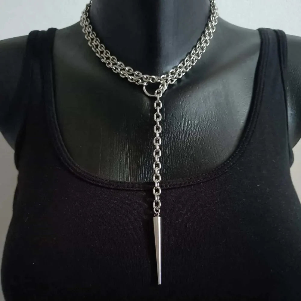 Gothic Vampire Sword Pendant Necklace — Silver