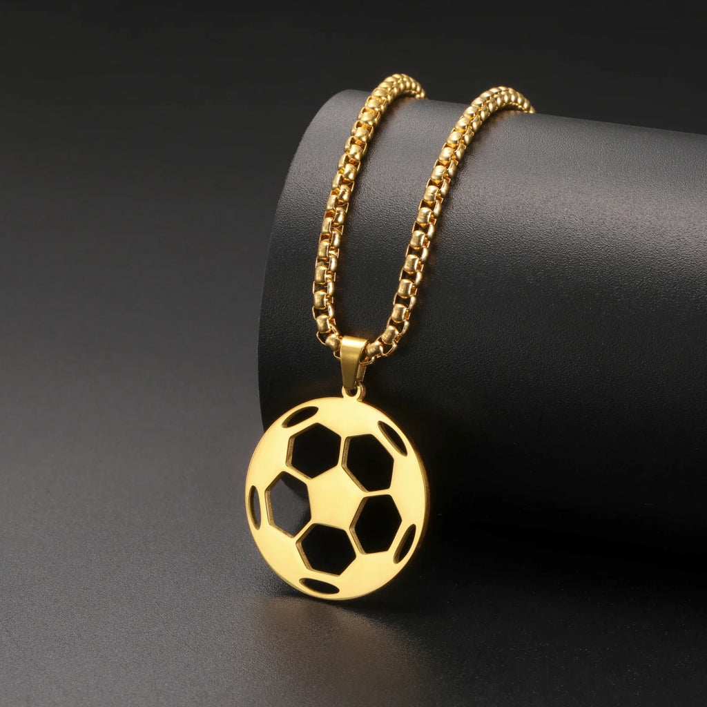 Skyrim Soccer Pendant Necklace for Men Stainless Steel Long Box Chain Fashion Cool Sports Ball Jewelry Gift Wholesale 2026