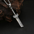Distressed Cloud Pattern Broken Blade Stainless Steel Pendant Necklace Unisex Retro Punk Fantasy Warrior Accessory Fashion Gift