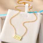 11:11 Rectangle Pendant Necklace men women Fine Stainless Steel 18K Gold Plated Necklace Choker Luxury Jewelry Couple Gifts
