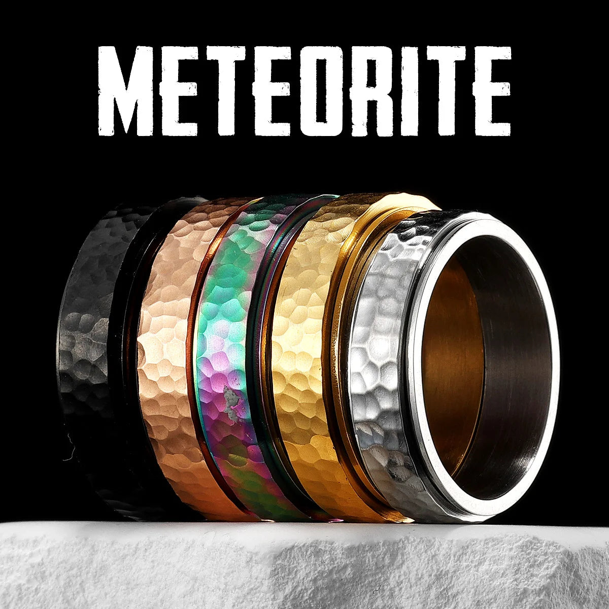 Meteorite Fidget Spinner Ring — Stainless Steel