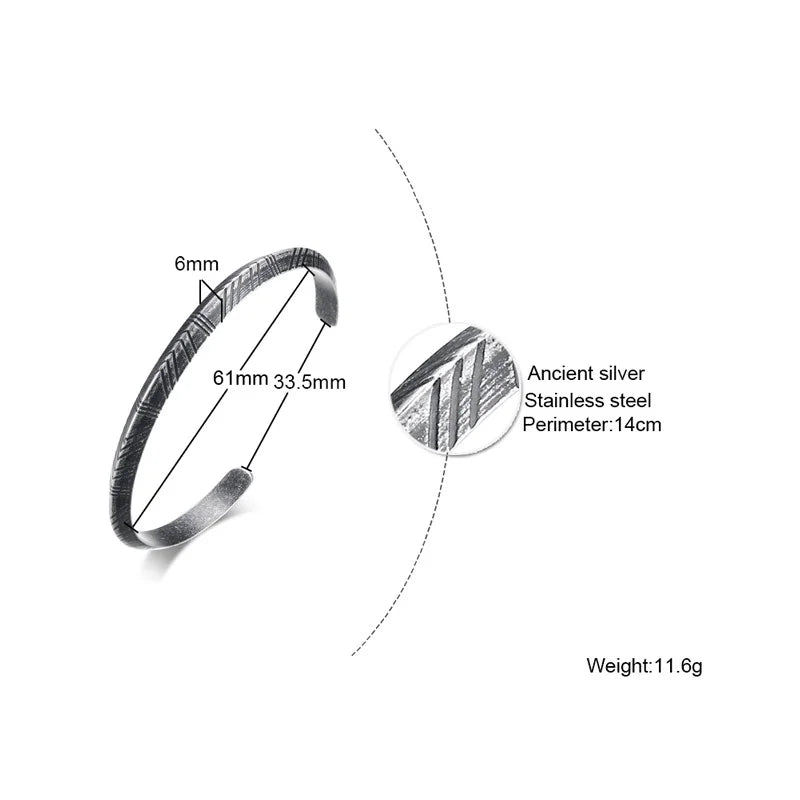 Minimal Thin Cuff Bangle Bracelet — Stainless Steel