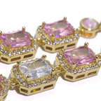 Two-Tone Iced Out Chain Necklace Opal Pink CZ