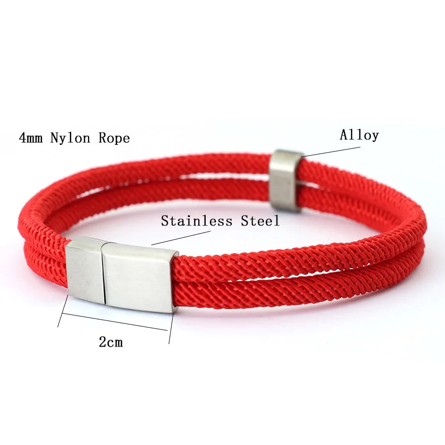 Fashion Men Bracelet Stainless Steel Magent Buckle Wrap Braclet Bangle Pulseria Hombre Beach Nautical Rope Braslet