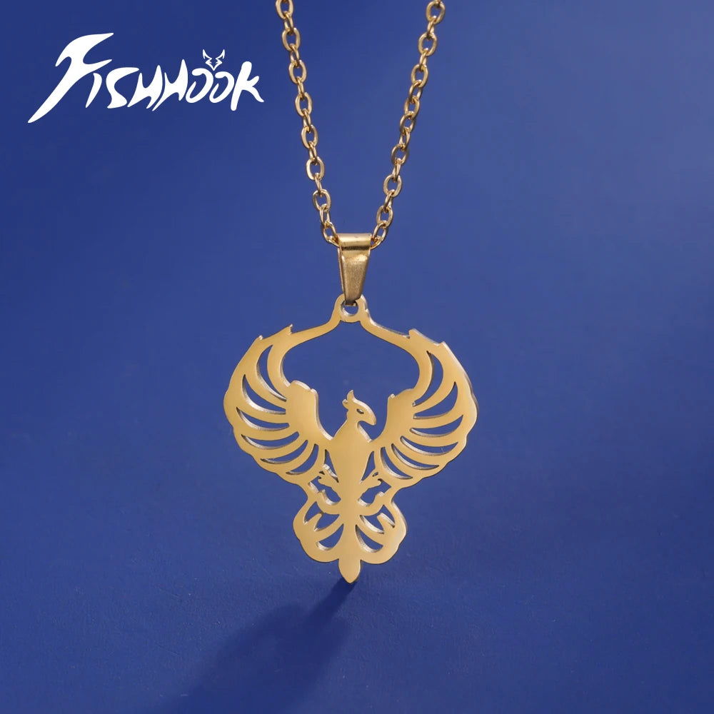 Phoenix Necklace Supernatural Amulet Chain God Bird Gift For Woman Men Kid Child Gold Color Stainless Steel Pendant Jewelry
