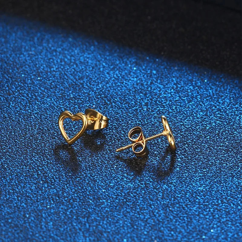 Love Heart Hollow Stud Earrings — Stainless