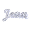 Iced Out Letter Name Pin Brooch Rose Gold
