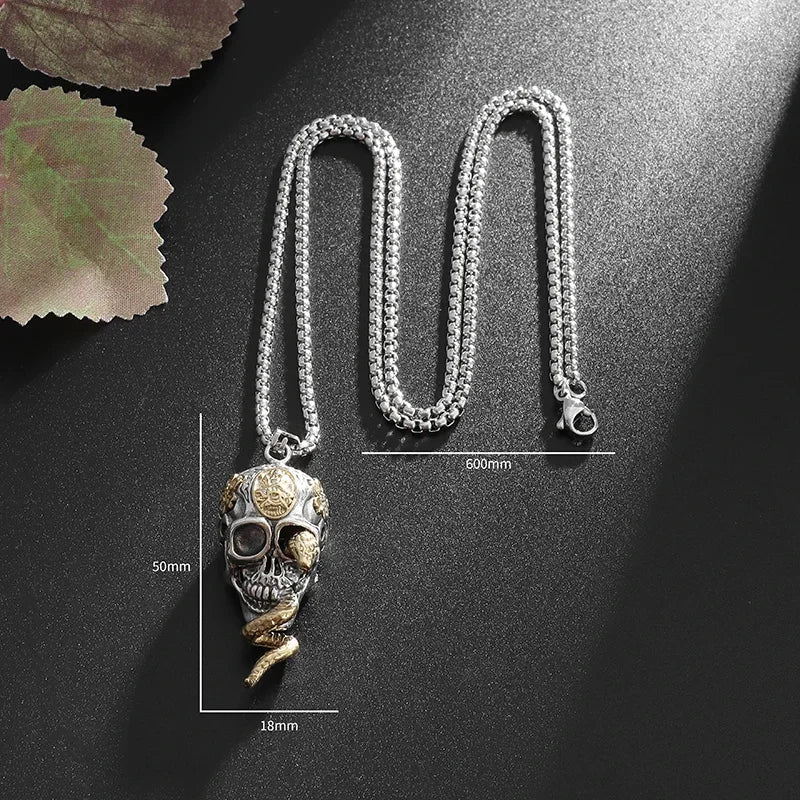 Snake Demon Skull Pendant Necklace — Gothic Vintage