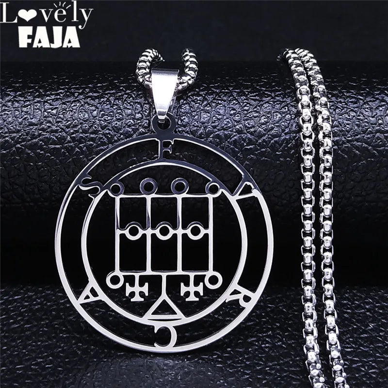 Satan Seal Silver Chain Necklace — Stainless Steel