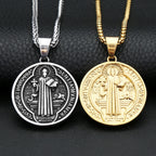 Vintage Christian Saint Benedict Pendant Necklaces For Men Women Fashion Exorcist Priest Cross Necklace Amulet Jewelry