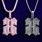 Bubble Letter Iced Out Number 66 Necklace Pendant for Men 5A Copper Cubic Zirconia Hip Hop Jewelry