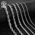 2/3/4MM 16-24 Inches 925 sterling silver Rope Chain Necklace For Men Women Fashion Punk Wedding Party Gifts Jewelry