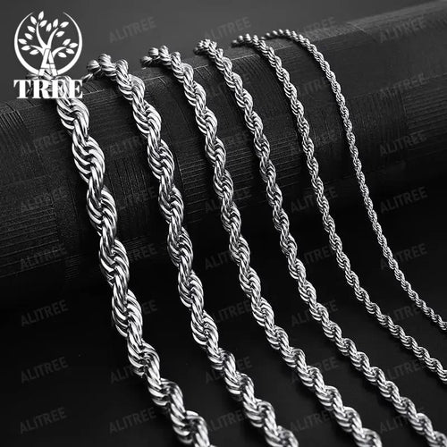 2/3/4MM 16-24 Inches 925 sterling silver Rope Chain Necklace For Men Women Fashion Punk Wedding Party Gifts Jewelry