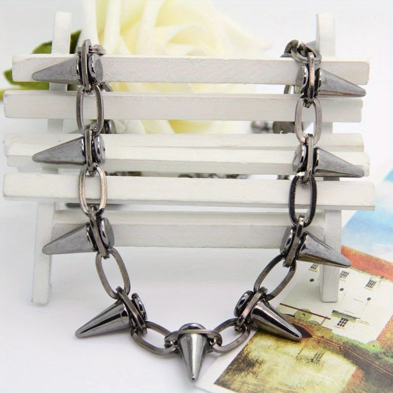 Studded Spikes Choker Necklace — Stainless Steel