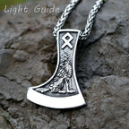 2025 NEW Men's 316L stainless-steel Viking Celtic Wolf Raven Axe Pendant Necklace scandinavian Jewelry Gift free shipping
