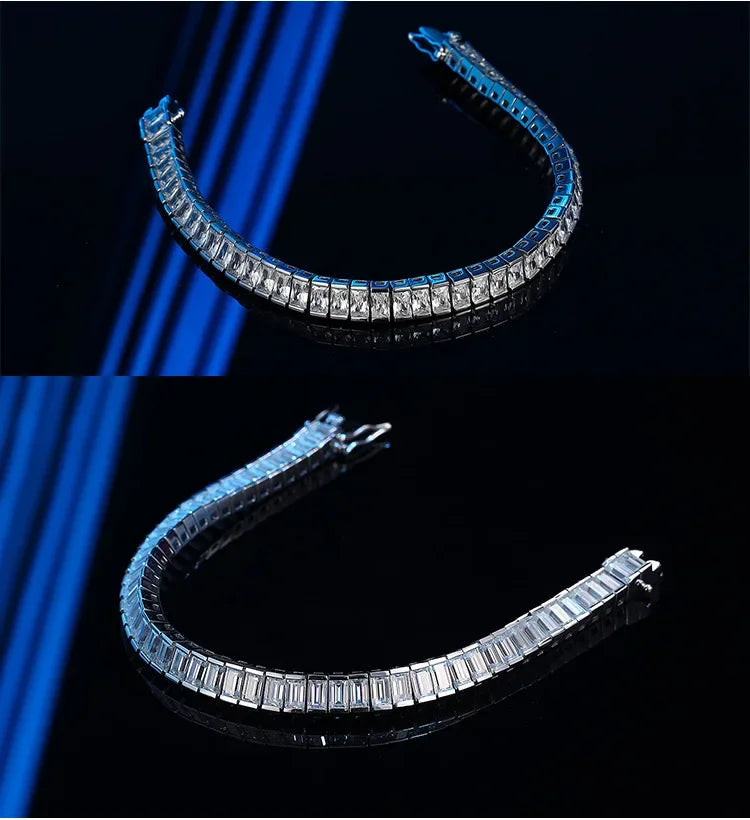 Luxury Solid Platinum PT950 Women's 0.4 karat Moissanite Diamond Emerald Bracelet Simple and Generous