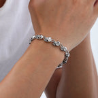 Gothic Full Skull Ghost Head Bracelet for Men,Rock Punk Motorcycle Riding Bicycle Chain Wristband,Halloween Jewelry