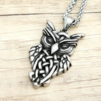 Viking Owl Stainless Steel Pendant Necklace