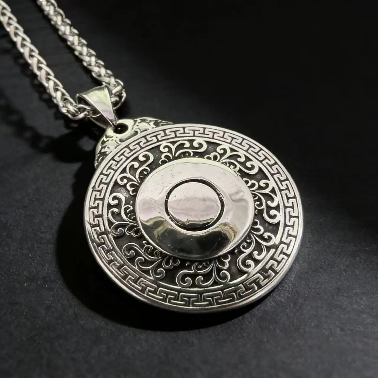 Dragon Steel Pendant 316L Relief Totem Vintage