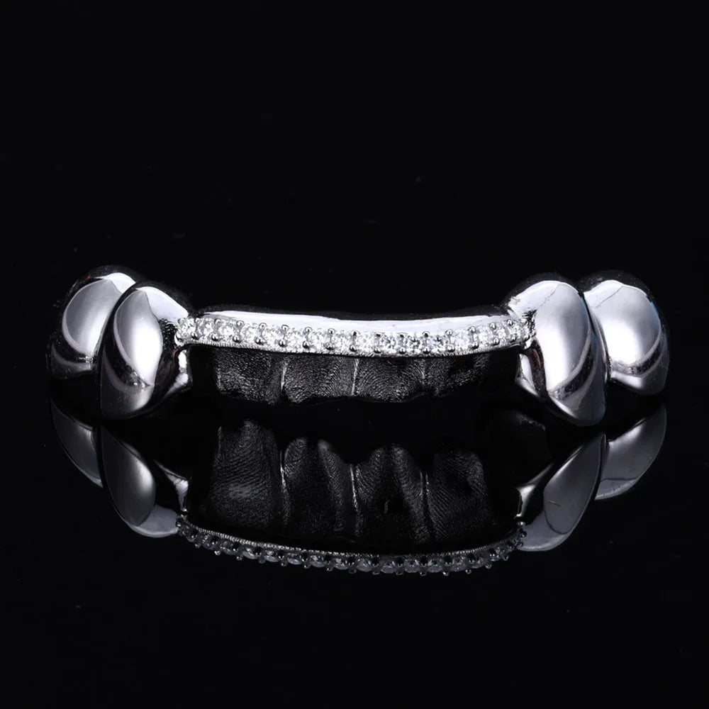 925 Silver VVS Grillz Iced Out Diamond 1-Row