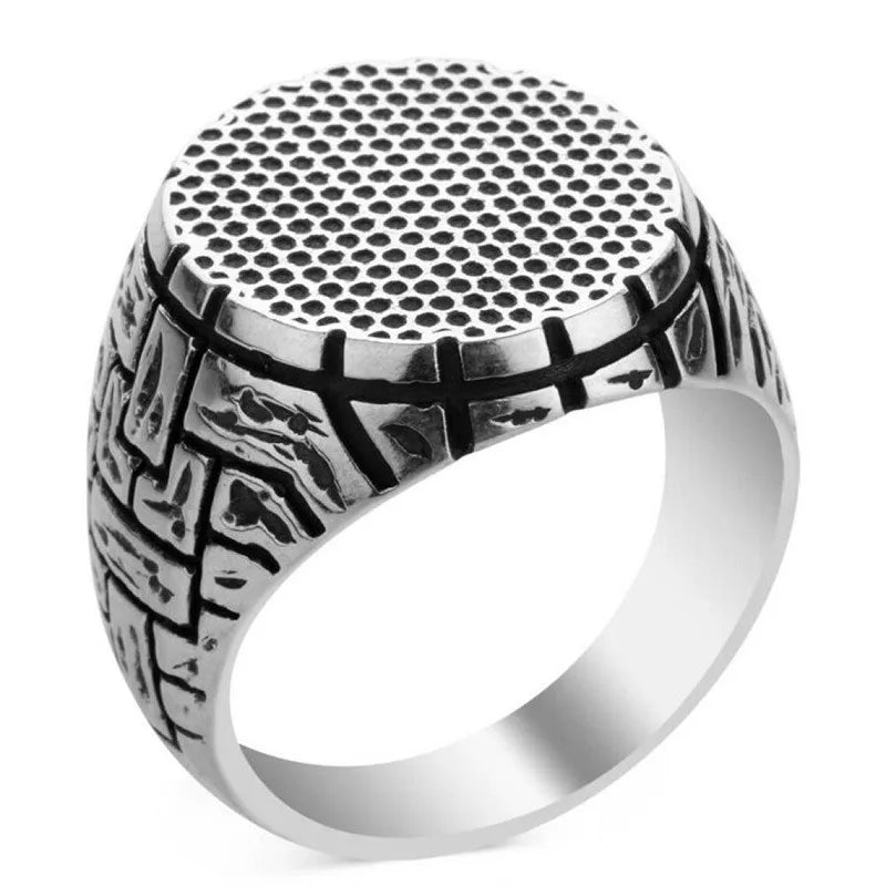 European and American retro personalized patterned men's geometric ring