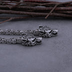 Viking Stainless Steel Wolf Head Thor's Hammer Necklace Men Punk Hip Hop Thick Chain Necklace Nordic Amulet Rune for