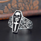 Cross Skull Gravestone Ring — 925 Silver
