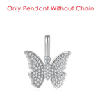 Cross Pendant Necklace Iced Out Butterfly CZ