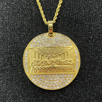 Last Supper Pendant Necklace — Big Jesus Rhinestone, Gold-Tone