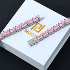 Tennis Chain Necklace Iced Out Pink Princess Cut