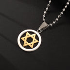 Hamsa Hands of Fatima Hebrew Pendant Stainless Steel Jerusalem Star of David Necklace Women's Jewish Jewelry