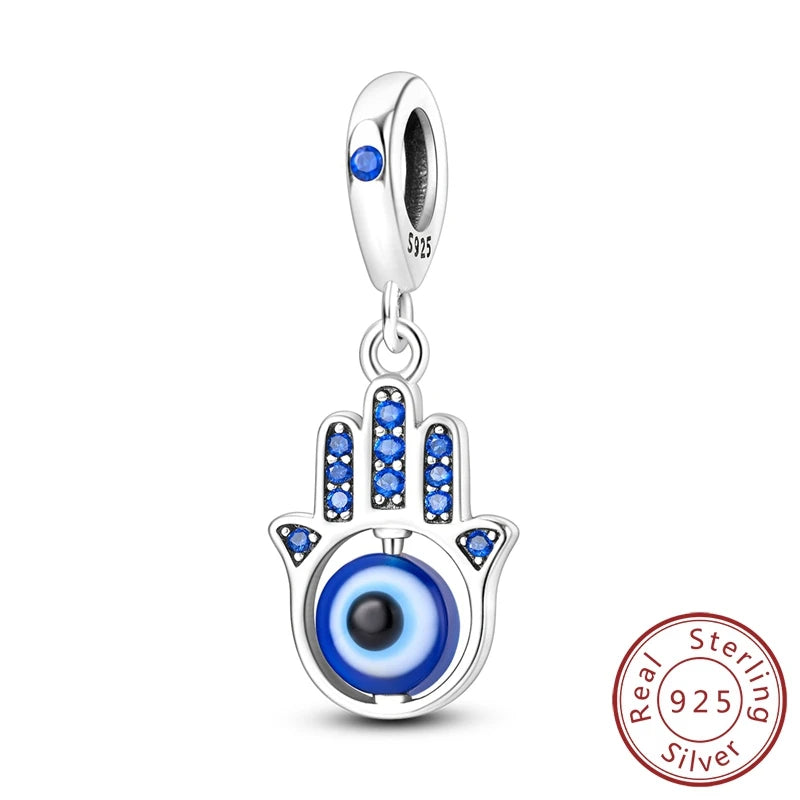 Devil's Eye Cross Charm Pendant — Silver