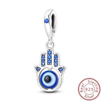 Devil's Eye Cross Charm Pendant — Silver