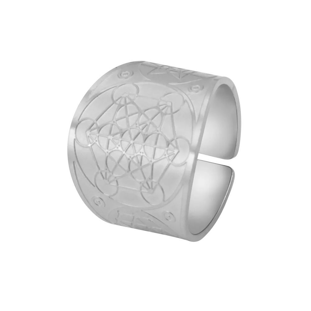 HIPEE Retro Punk Style Cross Celtic Knot Opening Ring for Men Seven Pointed Star Magic Formation Open Rings Couple Jewelry Gift