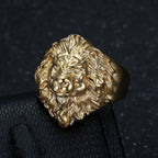 Hip Hop Gold Color Lion Head Ring Stainless Steel Big Large Animal Lion Finger Rings For Men Boys Punk Rapper Jewelry