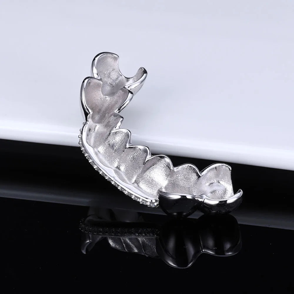 925 Silver VVS Grillz Iced Out Diamond 1-Row
