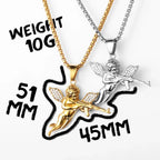 Angel Cupid AK47 Gun Amulet Men Necklaces Stainless Steel Pendant Chain Women Jewelry HipHop Rock Accessories Gifts Wholesale