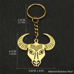 Bull Skull Pendant Bohemia Key Chain Women Men Stainless Steel Gold Silver Color Animal Lover Taurus Zodiac Keyring Jewelry