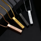 Ayatul Kursi Geometric Square Pendant Necklace, Stainless Steel Box Chain Necklace for Men, Religious Prayer Amulet