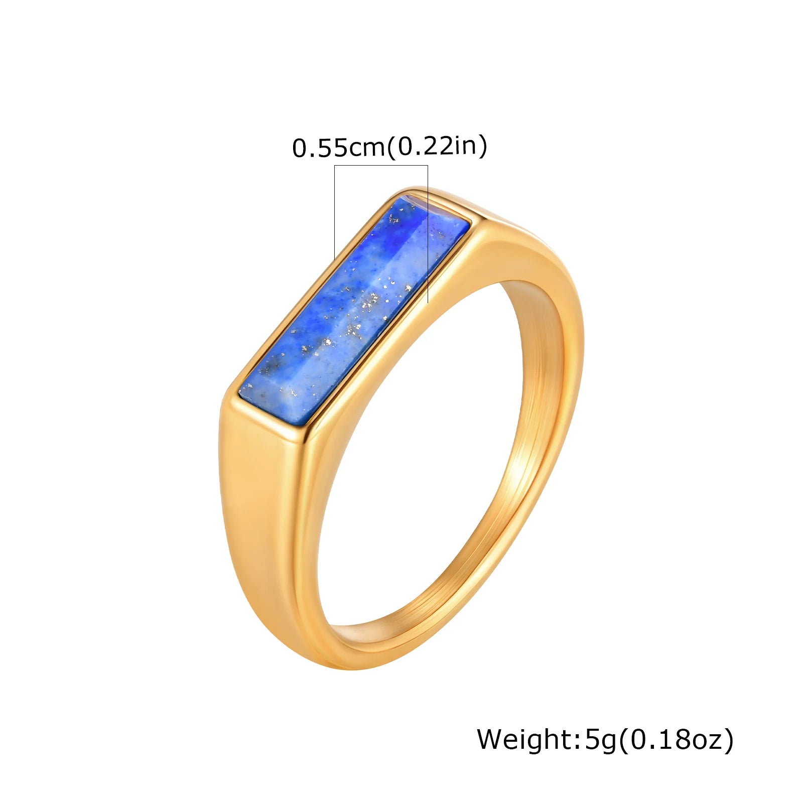 Natural Stone Geometric Ring — Stainless Steel